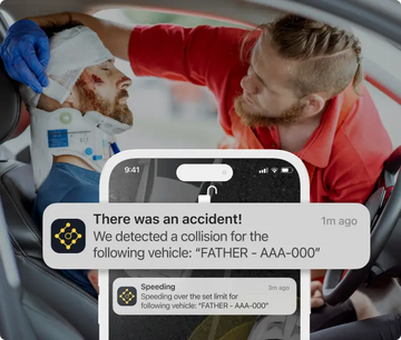 Image of a collision alert that includes the vehicle's exact position and other data, helping with rapid response and scene management.