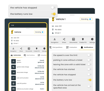 vehicle tracking mobile app screenshot